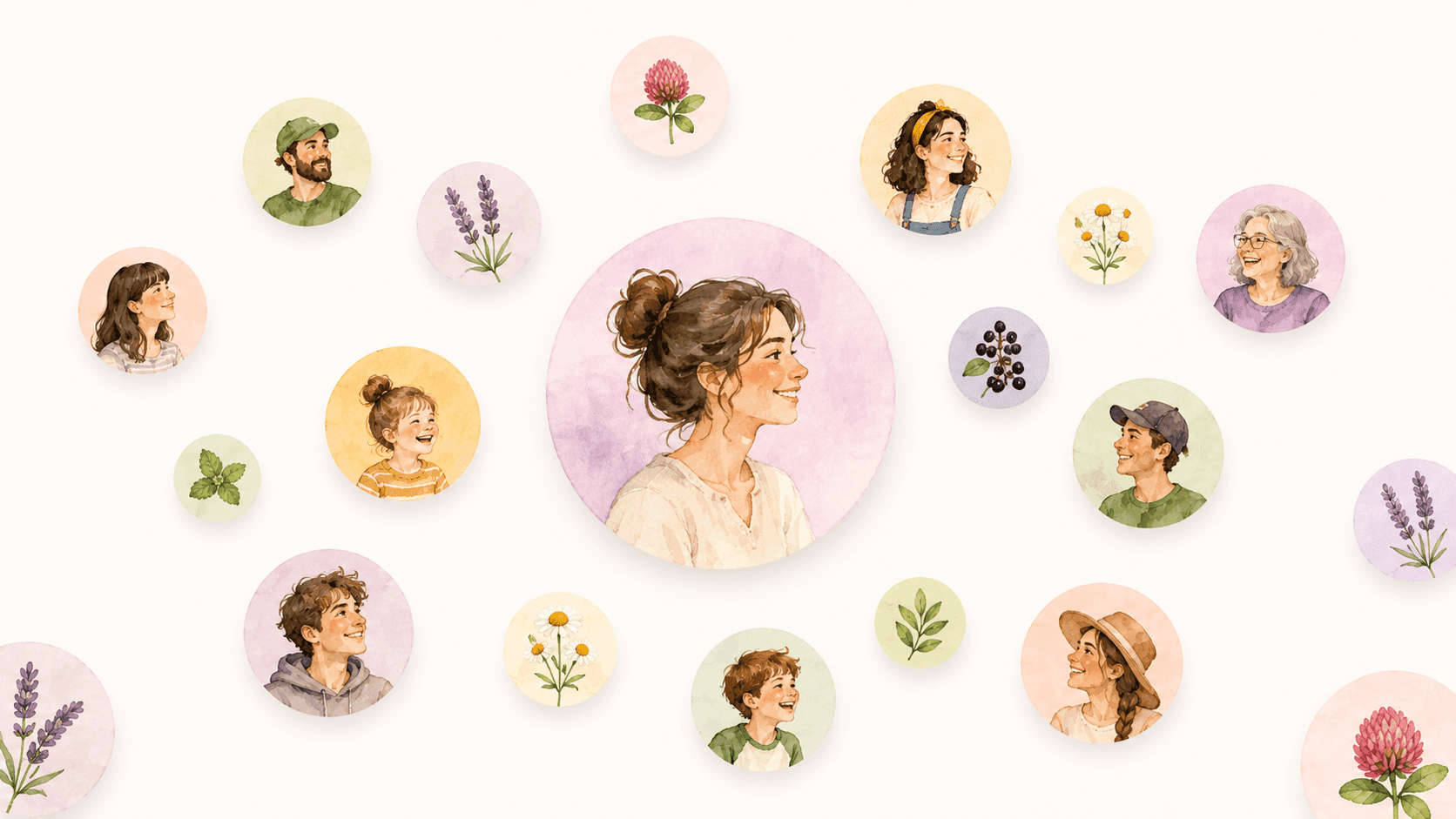 Watercolor portraits of the Earthley community