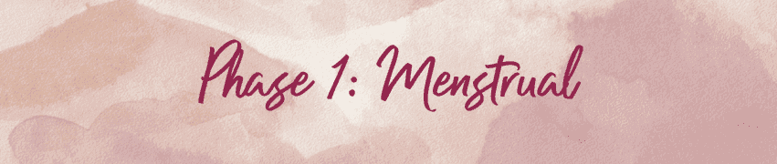 Phase 1 Menstrual menstrual cycle header card with pink watercolor floral background