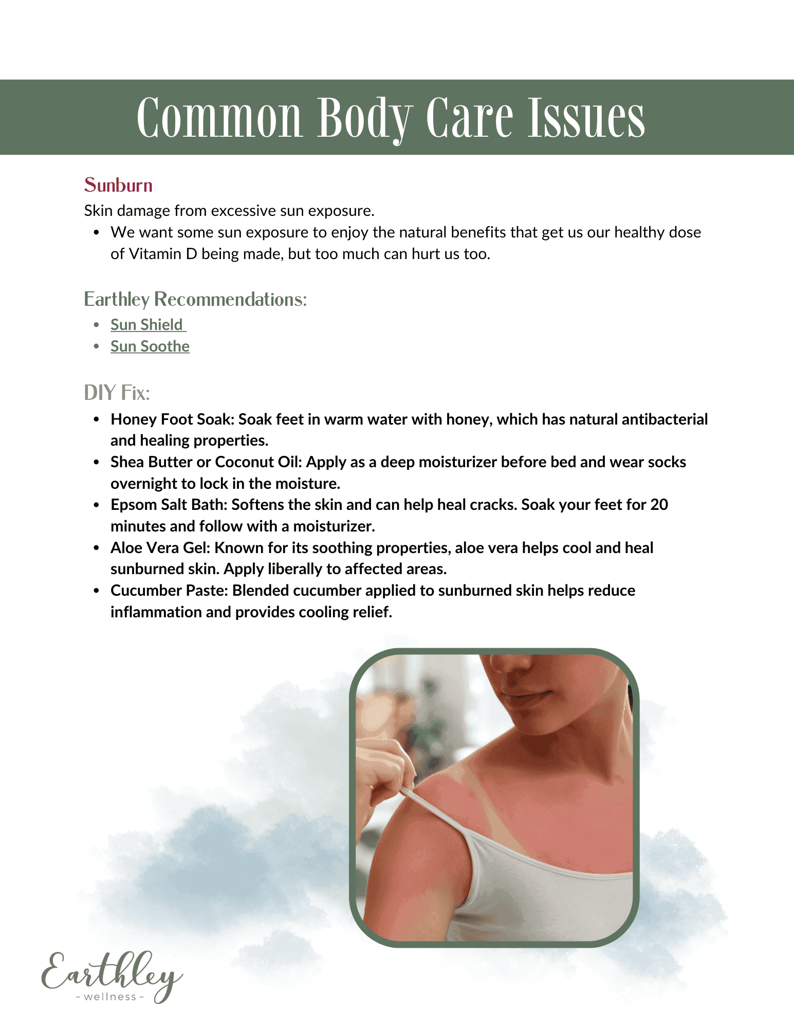 A Guide to Body Care page 10 showing educational content about natural skincare routines and ingredients