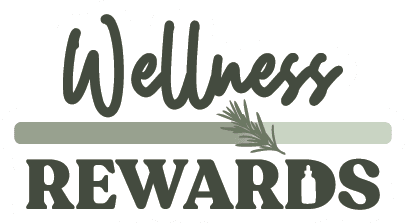 Earthley Wellness Rewards with a sprig of rosemary and a tincture bottle silhouette