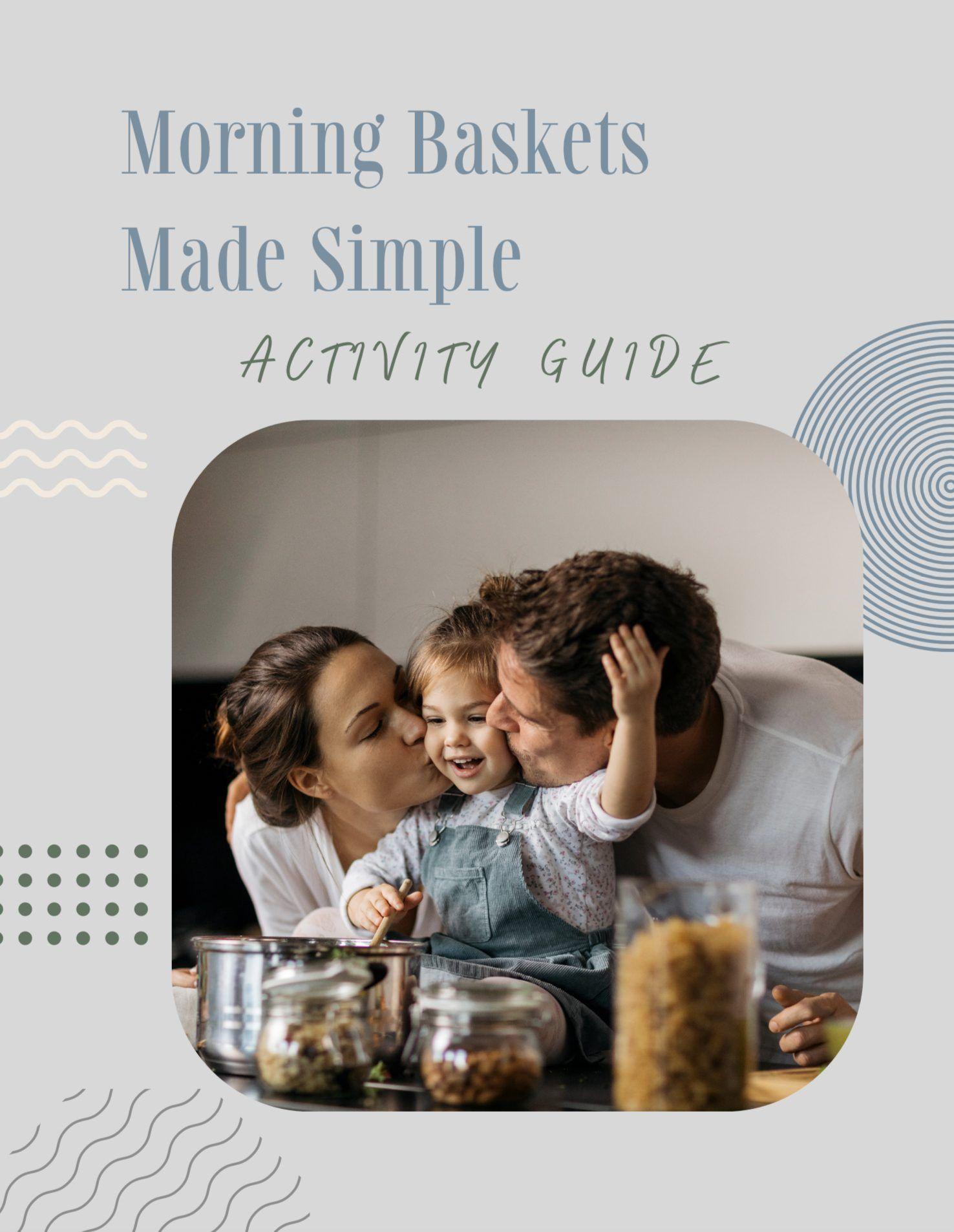 Earthley Morning Baskets Made Simple Activity Guide cover with sage green watercolor meadow and family learning activities