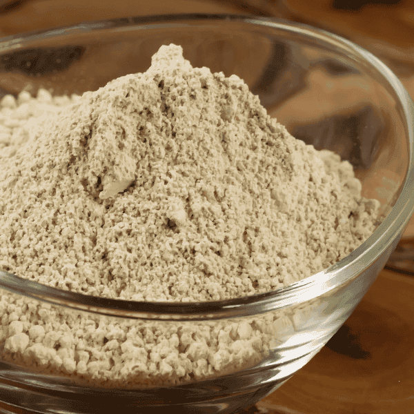 Silk powder herbal ingredient photo showing fine white powder used for skin smoothing and anti-aging formulas